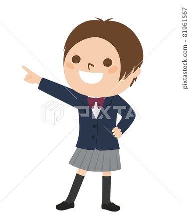 Illustration of a schoolgirl. A girl in uniform pointing to the future. Illustration of a schoolgirl. A girl in uniform pointing to the future. 81961567
