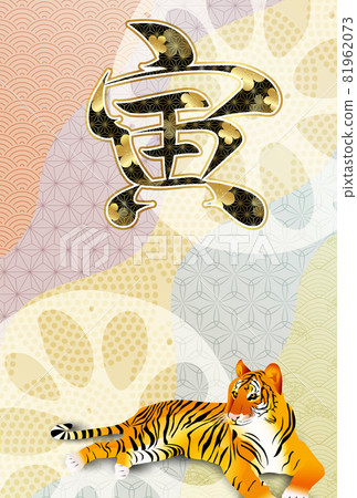 Tiger New Year's card Japanese pattern background 81962073