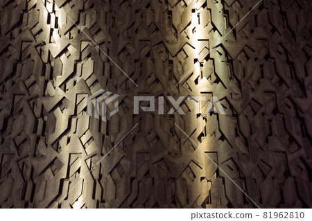 Light glow on grill pattern. Dark industrial abstract background. 81962810