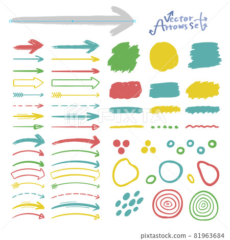 Hand-drawn style vector illustration set of various arrows and abstract objects Brush registered Hand-drawn style vector illustration set of various arrows and abstract objects Brush registered 81963684