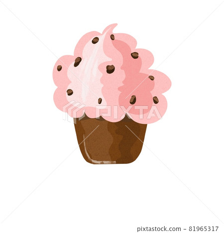 Chocolate cupcake isolated on white background. Hand drawn Chocolate cupcake isolated on white background. Hand drawn 81965317