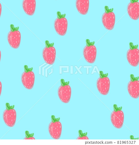 Sweet Watercolor strawberry pattern on a blue background Sweet Watercolor strawberry pattern on a blue background 81965327