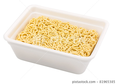 uncooked instant noodle in rectangular cup isolated on white uncooked instant noodle in rectangular cup isolated on white 81965385