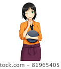 咖啡廳店員女人萬聖節顏色 81965405