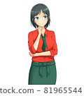 咖啡館店員女人聖誕色 81965544