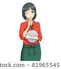 咖啡館店員女人聖誕色 81965545