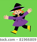 Little girl in Witch costume for Trick or Treat on white background. 81966809