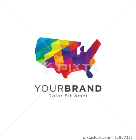 Usa Logo Design Vector Illustration. Color Map Of Usa. America Logo Icon Colorful Usa Logo Design Vector Illustration. Color Map Of Usa. America Logo Icon Colorful 81967335