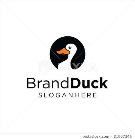 Head Duck Logo Template Symbol Mascot. Goose Logo Design Vector Illustration.	 81967346