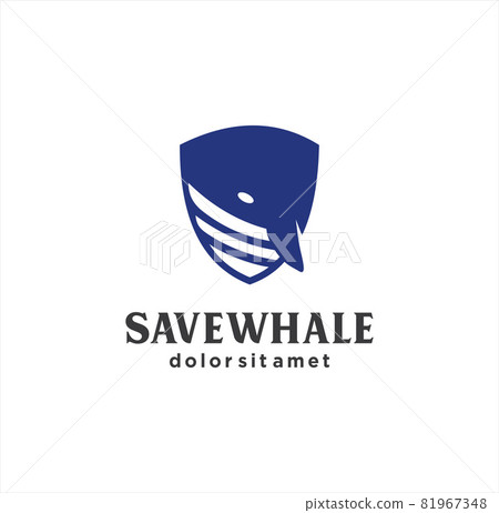 Orca Security Logo Design Vector Illustration. Whale Shield Logo Template Mascot Label	 81967348