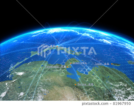 Reverse Japan Map Digital Network Cyber City Name 81967950