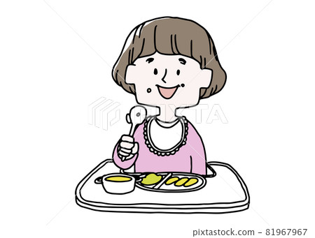 一個開始用自己的勺子吃飯的女孩 81967967