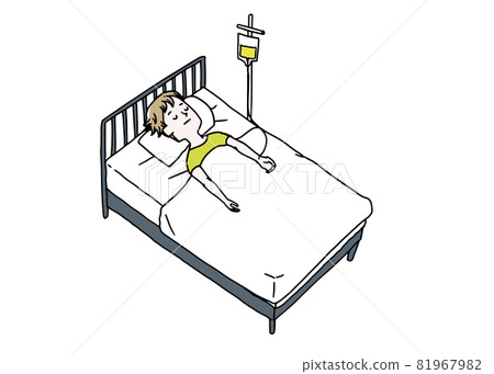 A man receiving an IV drip in bed A man receiving an IV drip in bed 81967982
