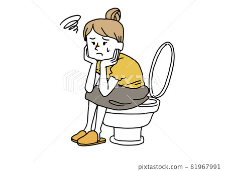 A woman with a bad toilet A woman with a bad toilet 81967991