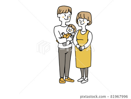 A man holding a baby and a pregnant woman A man holding a baby and a pregnant woman 81967996