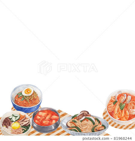 Korean food frame watercolor Korean food frame watercolor 81968244