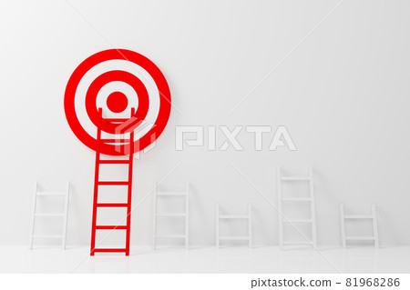 Longest red color ladder growing up growth to aiming high to goal target 81968286