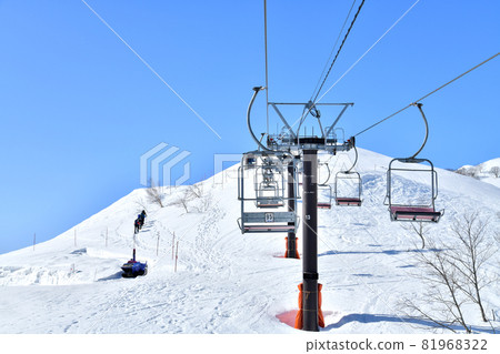 View toward Jizo's head from Hakuba Goryu Ski... - Stock Photo