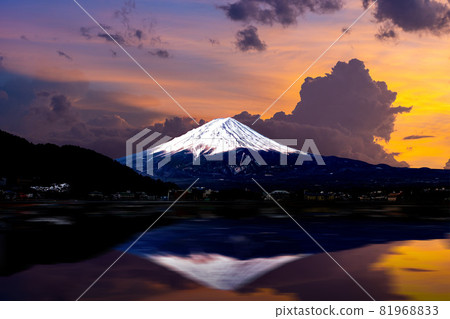 Beautiful Fuji mountain in the evening Japan. Beautiful Fuji mountain in the evening Japan. 81968833