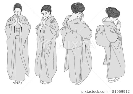一個穿著和服朝拜的女人 一個穿著和服朝拜的女人 81969912