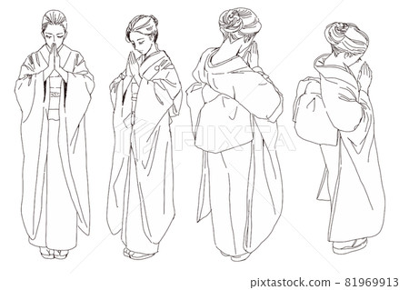 一個穿著和服朝拜的女人 一個穿著和服朝拜的女人 81969913