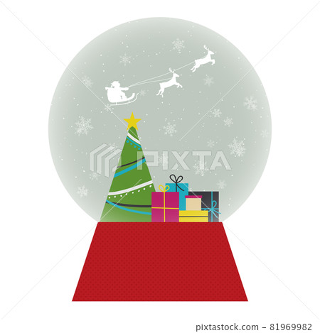 Illustration of a Christmas snow globe. Trees and gifts (vectors / clippings) Illustration of a Christmas snow globe. Trees and gifts (vectors / clippings) 81969982