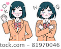 OK 和 NG 姿勢的女人 81970046