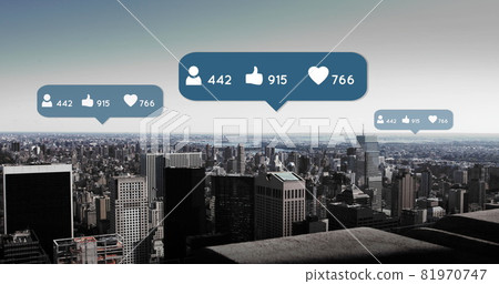 City with social media icons and numbers 4k City with social media icons and numbers 4k 81970747