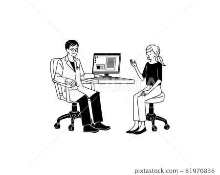 女人在檢查時告訴醫生症狀-黑色 81970836