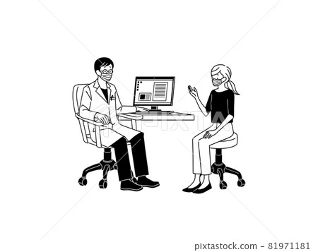 女人在檢查時告訴醫生症狀-黑色 81971181