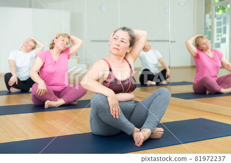 Women are exercising lotus pose 81972237