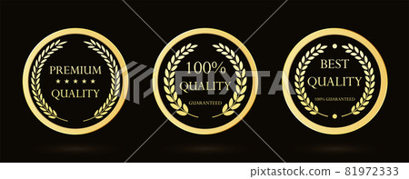 Gold medals, quality awards with laurels. 81972333