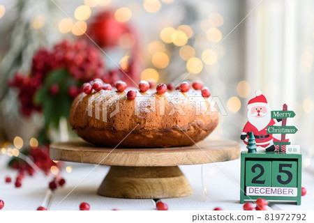Traditional Christmas cranberry pie. Preparation of the festive table for the celebration of Christmas Traditional Christmas cranberry pie. Preparation of the festive table for the celebration of Christmas 81972792