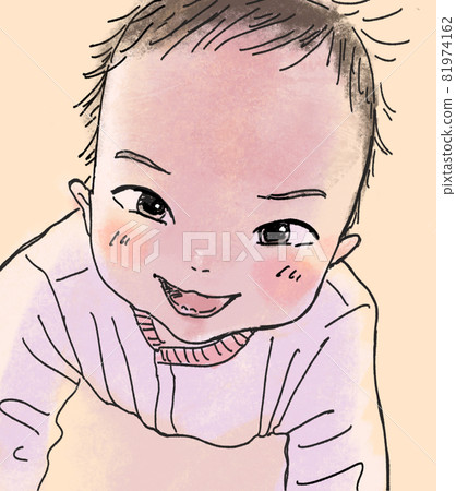 A baby approaching his face with a smile A baby approaching his face with a smile 81974162
