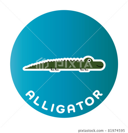 Happy Alligator - funny cartoon animal. Children character. Simple vector illustration with dropped shadow. Happy Alligator - funny cartoon animal. Children character. Simple vector illustration with dropped shadow. 81974595