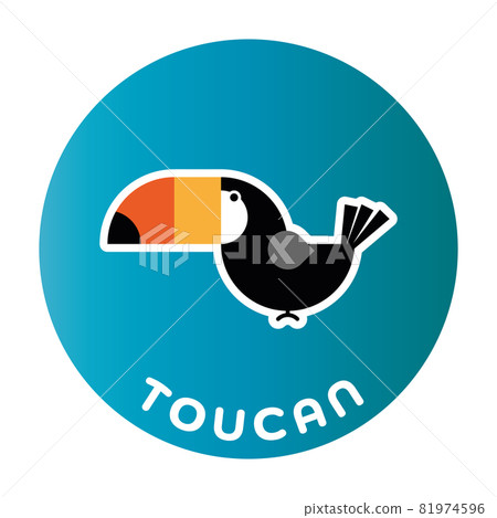 Happy Toucan - funny cartoon animal. Children character. Simple vector illustration with dropped shadow. 81974596