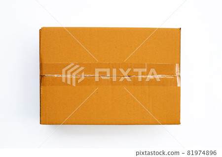 Brown cardboard box on white background. Brown cardboard box on white background. 81974896