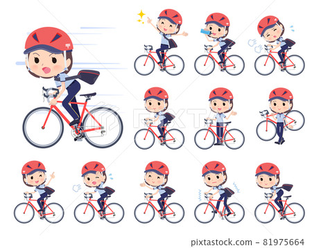 Set of postman women on a road bike 81975664