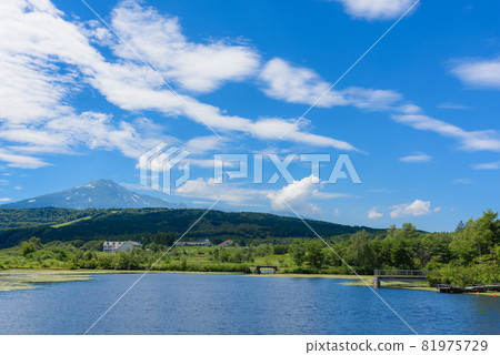 Mt. Chokai seen from the pond Mt. Chokai seen from the pond 81975729