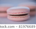Close-up shot of cute pink macaroons 81976689