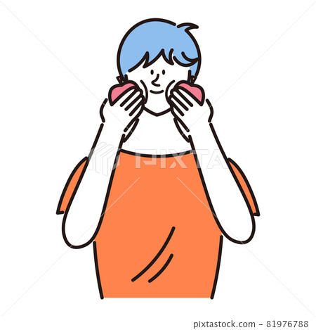 A woman holding an apple in her left and right hands A woman holding an apple in her left and right hands 81976788