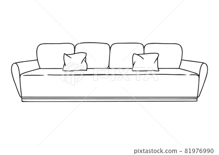 Contour sketch of a sofa isolated on a white background. Vector illustration. Contour sketch of a sofa isolated on a white background. Vector illustration. 81976990