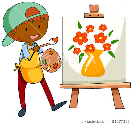 Little artist drawing the picture cartoon character isolated Little artist drawing the picture cartoon character isolated 81977301