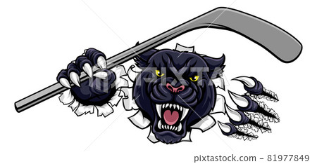 Panther Ice Hockey Player Animal Sports Mascot Panther Ice Hockey Player Animal Sports Mascot 81977849