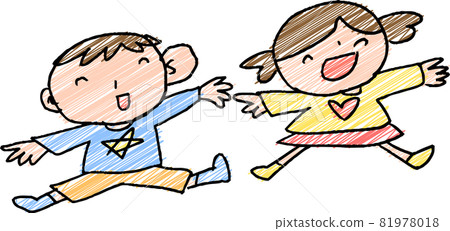 Children's graffiti children boys and girls couples cute kindergarten children Children's graffiti children boys and girls couples cute kindergarten children 81978018