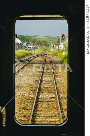 Rail track in Furano, Hokkaido, Japan 81978214