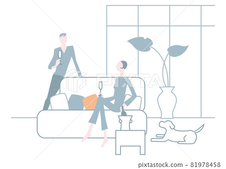 情侶在客廳喝酒+狗 情侶在客廳喝酒+狗 81978458