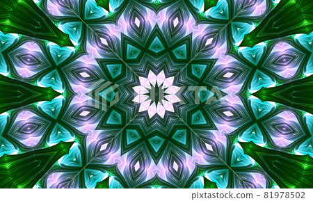 Seamless pink green flower kaleidoscopic mosaic pattern background. 81978502