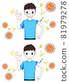 Vaccinated boy with or without mask 81979278