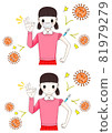 Vaccinated girl with or without mask 81979279